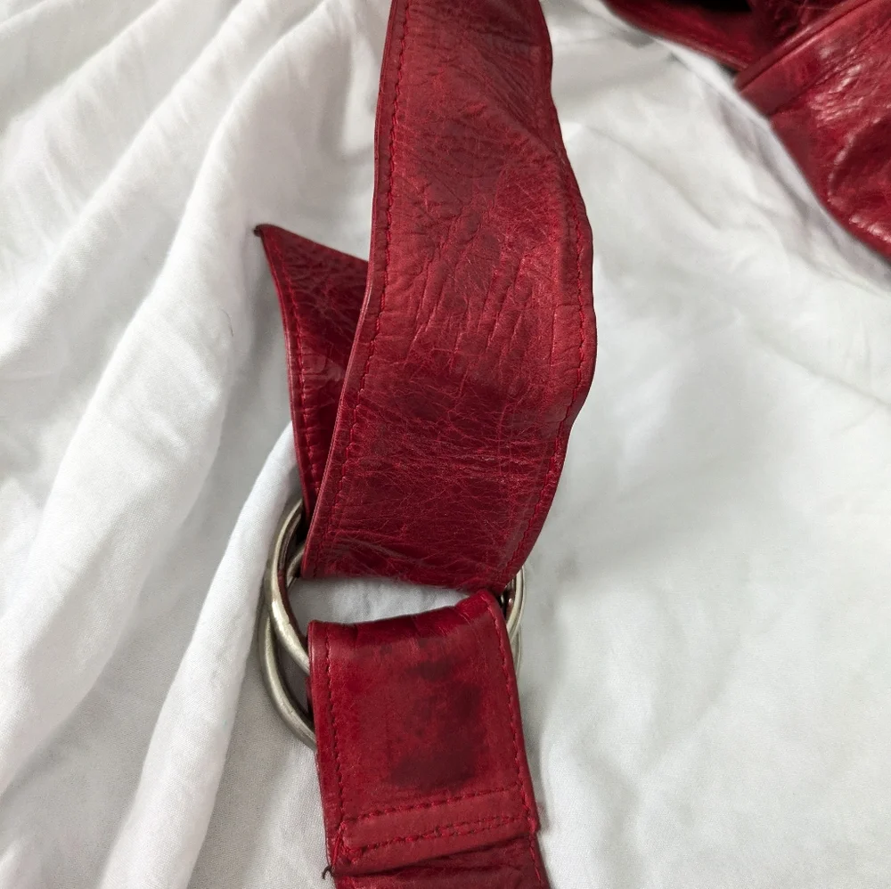 LATICO Red Leather Bag Tote School Handbag Satchel‎ Purse Woven Front Boho